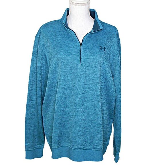 Under Armour Storm 1 Cold Gear Loose Fleece 1/4 Zip Pullover Sweatshirt Teal XL - Picture 1 of 12